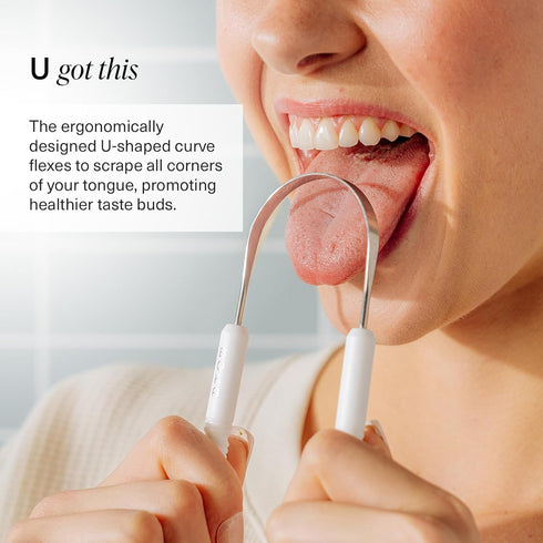 Boka Tongue Scraper for Adults & Kids with Case - Stainless Steel Tongue Cleaner w/Linen Travel Pouch - Scrubber to Remove Tongue Buildup and Fres...