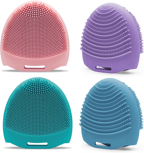 Silicone Face Scrubber Exfoliator, 4 Pack, Gentle Exfoliating Face Wash Brushes for Sensitive Skin, Waterproof Facial Cleansing Brush for Men and ...