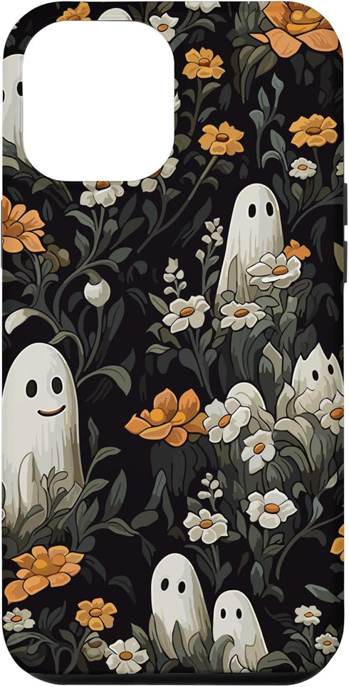 iPhone 14 Pro Max Cute Funny Halloween Spooky Ghost In Flowers Floral Pattern Case...