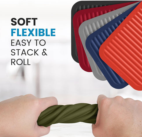 Zulay 2-Pack 9"x12" Silicone Trivets for Hot Pots & Pans – Heat-Resistant, Non-Slip Trivet Mats – Durable, Flexible, Multi-Purpose Hot Pads for Ki...
