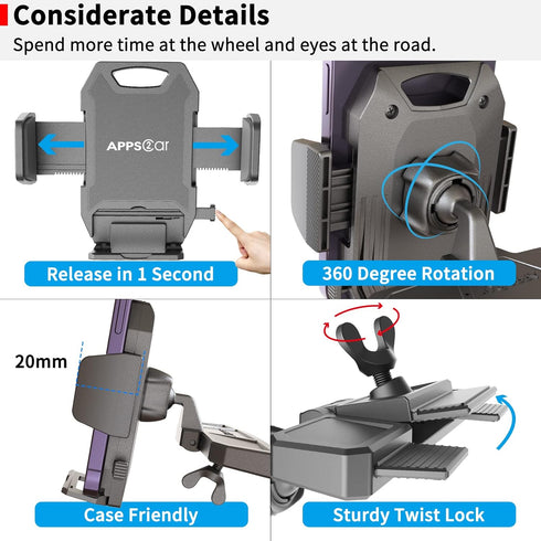 APPS2Car Sturdy CD Slot Phone Mount with One Hand Operation Design, Hands-Free Car Phone Holder Universally Compatible with All iPhone & Android C...