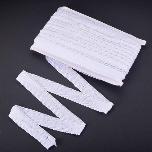 MegaPet White Polyester Fringe Tassel Lace Trim 1 Inch x 82 Feet Chainette Fringe Fibre Trim for Sewing Quilting DIY Home Decoration...