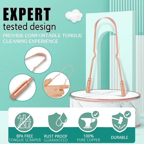 RONAVO Copper Tongue Scraper for Adults (2 Pack), 100% Pure Copper, Naturally Anti-Microbial, Banishes Bad Breath and Maintains Oral Hygiene, Tong...