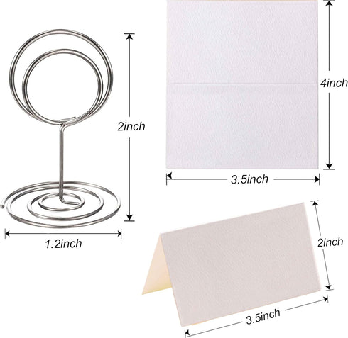 24 Pcs Premium Mini Place Card Holders and 24 Pcs Place Cards, Small Table Card Holder, Cute Table Number Holders, Photo Picture Holders for Cente...