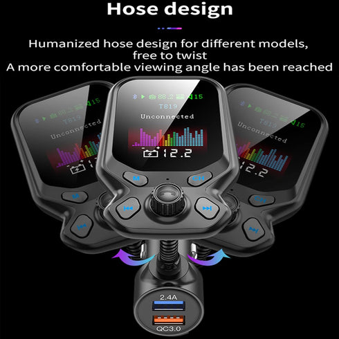 Bluetooth FM Transmitter for Car,YIBECAR Bluetooth Car Adapter Car Kit with 1.8" Color Display Supports Hands-Free Call AUX in/Out SD/TF Card USB ...