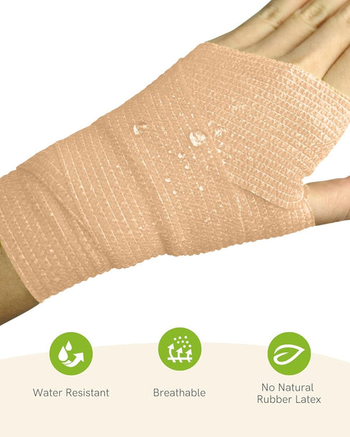 FriCARE Self Adhesive Bandage Wrap, Medical Tape in First Aid Kit, Cohesive Bandages for Wounds Sport Vet, FSA/HSA Eligible, 2 Inches X 5 Yards 6 ...