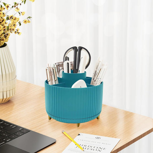 Makeup Brush Organizer,5 Slots 360° Rotating Desk Pen Holder,Makeup Brushing Holder,Cosmetic Brushes Storage Holder,Cute Pencil Cup,Desk Organizer...