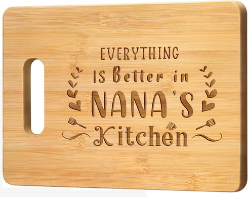 Nana's Kitchen Custom-Engraved Bamboo Cutting Board – A Personalized and Unique Mother’s Day or Christmas Gift for Grandma from Granddaughter or G...