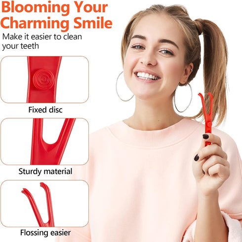 Chengu 4 Pieces Dental Floss Holder Reusable Flosser Reusable Floss Handle Holder Flossmate Handle for Oral Clearing (Red, Yellow)...