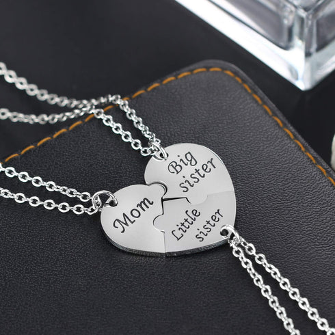 YEEQIN 3PCs/Set Mom Big Sister Little Sister Mom Necklaces Set Mother Daughters Matching Heart Jewley Set...