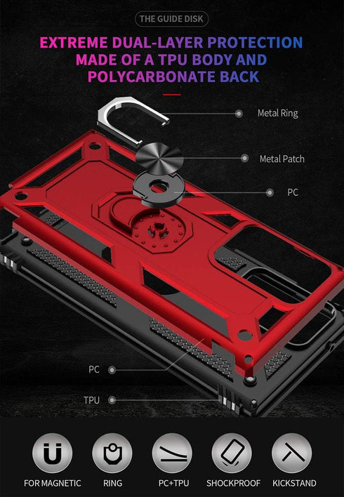 ADDIT for Note 20 Ultra Case Samsung Note 20 Ultra Case, Military Grade with Ring Car Mount Kickstand for Samsung Galaxy Note 20 Ultra 5G - Red...
