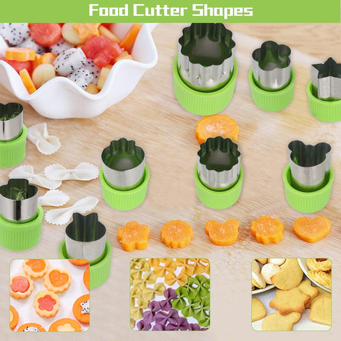 14 Pack Melon Baller Scoop Set - 4 in 1 Stainless Steel Fruit Tool Set Fruit Scooper Seed Remover with Fruit Vegetable Cutter Shapes Set Fruit Pee...