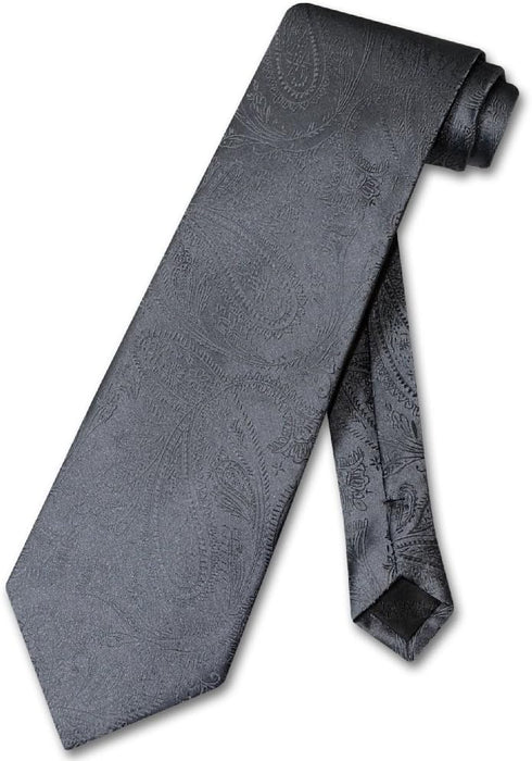 Vesuvio Napoli NeckTie CHARCOAL GREY Color Paisley Design Men's Gray Neck Tie, Charcoal Grey Gray, One Size...