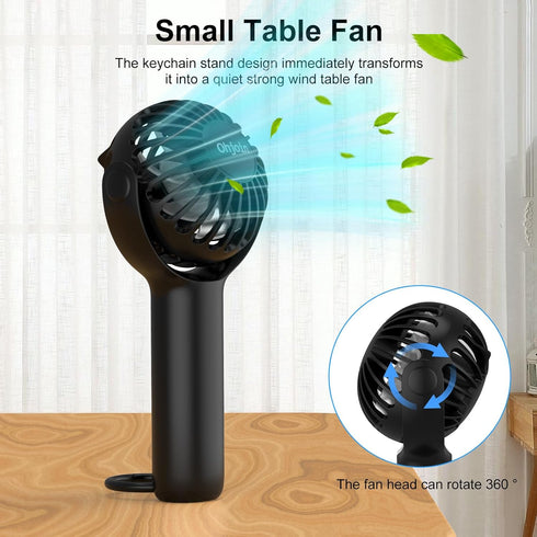 2 IN 1 Mini Portable Handheld Fan with Keychain Stand, Personal Powerful Cooling Fan, Small Battery Operated Table Fan, Quiet Hand Fan, USB Rechar...