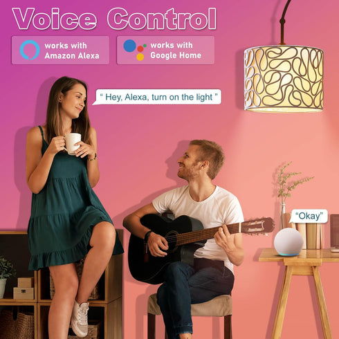 A15 LED Smart Bulb, 5W=40W,Compatible with Alexa, Google Assistant, E12 Base, Dimmable, 2.4G WiFi ONLY, RGB Color Changing, Tunable White 2700K-65...