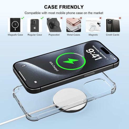 Wireless Charger,15W Wireless Charging Pad,Fast Mag-Safe Charger for iPhone 15 Pro Max/15 Pro/15/15 Plus/14/13/12 Series AirPods 3/2/Pro 2 Magnet ...