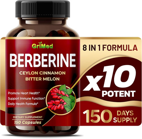 Berberine Supplement 9,500mg with Ceylon Cinnamon Bitter Melon Supports Healthy Immune System - Made in The USA...