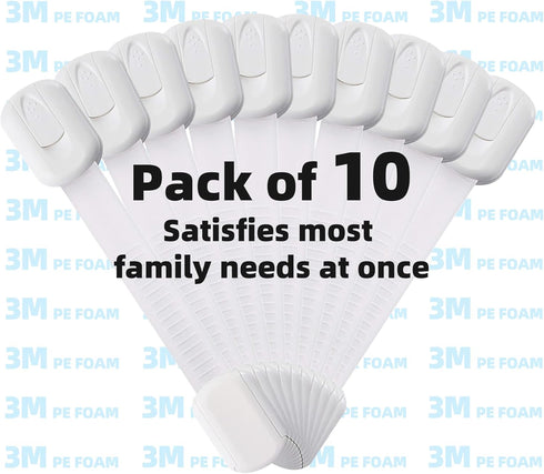 Cabinet Locks Baby Proofing (10 pack) Child Safety Cabinet Locks Drawer Cupboard Fridge Trash Can Furniture Kitchen Ovens Washroom Toilet Seats Lo...