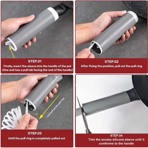 Pots Handle Sleeve,Cast Iron Handle Cover,Pans Handle Heat Insulation Silicone Handle Holder for Skillets Oven Cookware (Gray, Large)...