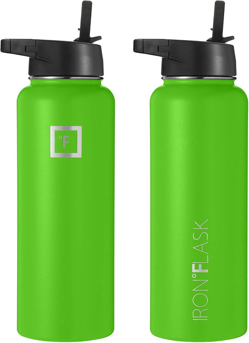 IRON °FLASK Sports Water Bottle - Wide Mouth with 3 Straw Lids - Stainless Steel Gym & Outdoor Bottles for Men, Women & Kids - Double Walled, Insu...