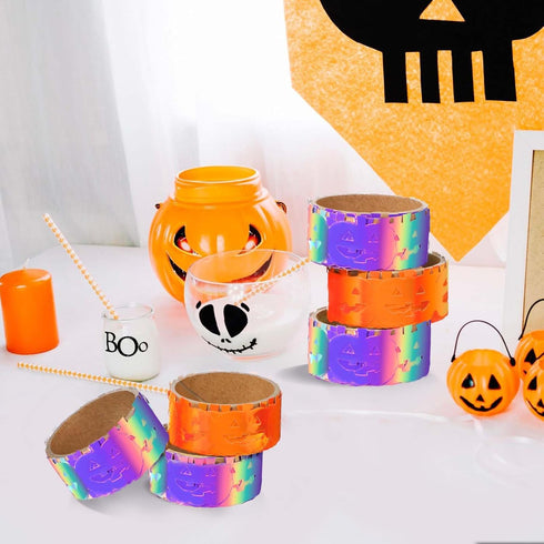 6 Rolls Halloween Tapes, Hollow Pumpkin Tape Holographic Decorative Tape Stickers for Scrapbook Gift Wrapping DIY Crafts Halloween Holiday Decor (...