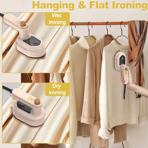 Portable Travel Mini Iron, 2 in 1 Handheld Iron with Dry and Wet Ironing for Clothes, 180° Foldable Small Size Ironing Machine for Home, Business...