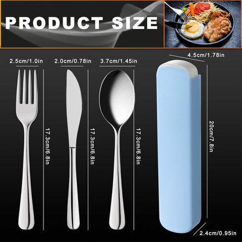 FYY Travel Utensils with Case - Portable Stainless Steel Silverware Set Reusable Travel Cutlery Knife Fork Spoon Set BPA-Free Flatware Set for Cam...