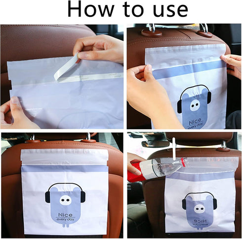 60pcs Easy StickOn Disposable Car Trash Bags,Waterproof Garbage Bags,Durable Kitchen Storage...