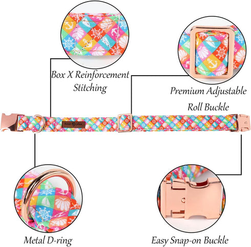 Lionet Paws Design Dogs Collar Cute Summer Sailor Bow Dog Collars for Girl Female Medium Large Dogs with Colorful Sailboat L...