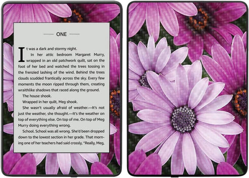 MightySkins Carbon Fiber Skin for Amazon Kindle Paperwhite 2018 (Waterproof Model) - Blue Petals | Protective, Durable Textured Carbon Fiber Finis...