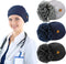 3 Pieces Bouffant Cap with Buttons Elastic Soft Flower Stretch Head Wraps for Nurses...