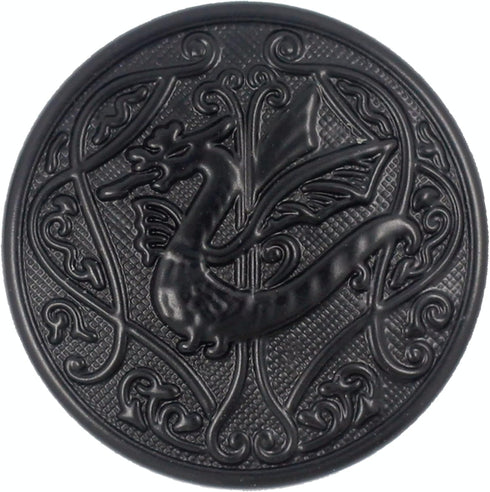 Bezelry 10 Pieces Spitfire Celtic Dragon Metal Shank Buttons. 25mm (1 inch) (Matte Black)...