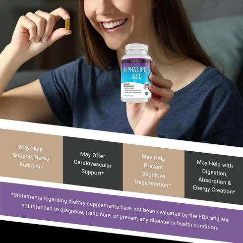 Alpha Lipoic Acid Supplement, Antioxidant and Energy Support, Non-GMO Pills for Overall Wellness, No Gluten and Soy, 600mg per Serving, 120 Vegan ...