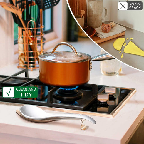 Stainless Steel Rose Gold Spoon Rest for Kitchen Counter Cooking Utensil Rest Spoon Ladle Holder for Stove Top Rust Resistant Large Size Spatula R...