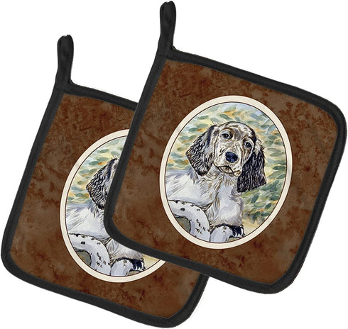 Caroline's Treasures 7065PTHD English Setter Patience Pair of Pot Holders Kitchen Heat Resistant Pot Holders Sets Oven Hot Pads for Cooking Baking...