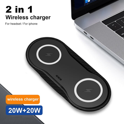 Wireless Charger, Dual 20W Wireless Charging Pad for Samsung Galaxy S24/S23/S22/S21/S20/S10/Note, Fast Charging Pad for Apple iPhone 15/14/13/12/1...