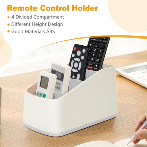 Remote Control Holder with 4 Compartments,TV Remote Caddy/Box/Tray Organizer for Bedside Table/Office Desk,Desktop Storage Organizer for Small Con...