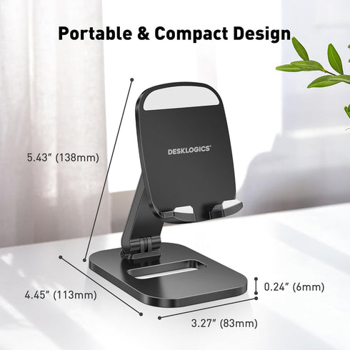 Cell Phone Stand for Desk Adjustable Portable Foldable Phone Holder Cradle Dock, Compatible with iPhone 15 14 13 Pro Max Mini, 12 11 XR X 8 7 6 Pl...