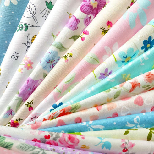 flic-flac 25pcs 12 x 12 inches (30cmx30cm) Cotton Fabric Squares Quilting Sewing Floral Precut Fabric Square Sheets for Craft Patchwork...