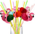 ALINK 50 Flamingo Straws, Plastic Drinking Straws for Tropical Luau Party Supplies/Hawaiian/Birthday/Pool Party Decorations...