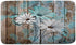 Farmhouse Floral Flower Bath Mat, Teal Daisy Rustic Wooden Plank Country Barn Wood Turquoise Blue Non-Slip Flannel Soft Doormat Floor Entryways Ou...
