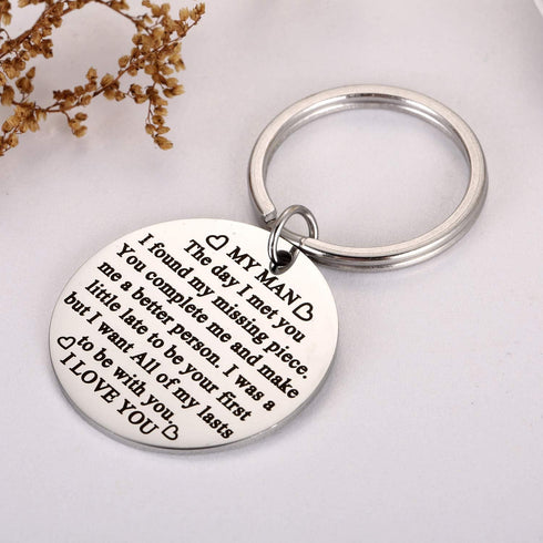 Keychain for Boyfriend, My Man Keychain Gifts for Husband Spouse I love You Key Chain Birthday Valentine's Day Present for Him Keyring...
