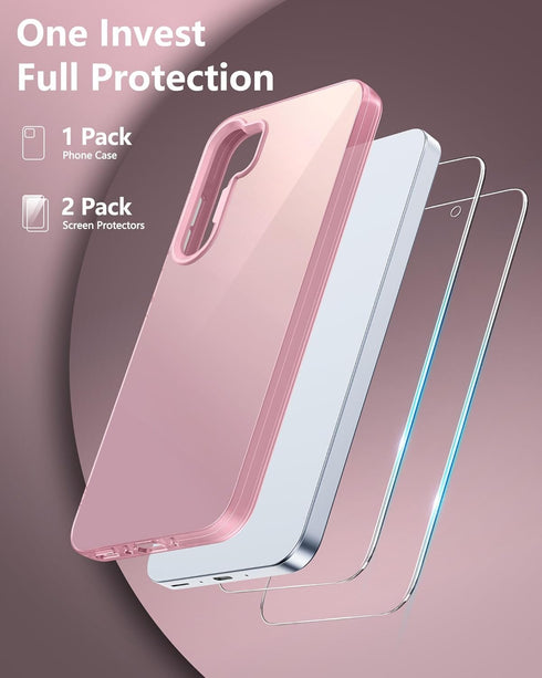Dssairo for samsung galaxy a35 5g phone case,with 2 pack Tempered Glass Screen Protector?18FT Drop Resistant Matte Back Cover Shockproof Slim Fit ...