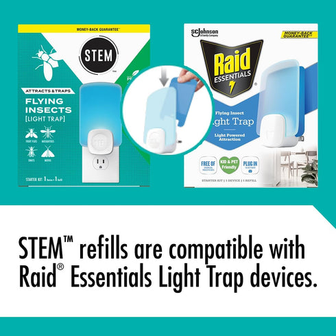 STEM Light Trap Refill Cartridges, Indoor Fruit Fly Trap, Effective Insect Control for Home, Attracts and Traps Flying Insects, Compatible With ST...