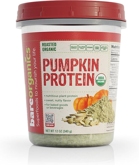 BareOrganics Pumpkin Protein Powder, 12 oz...
