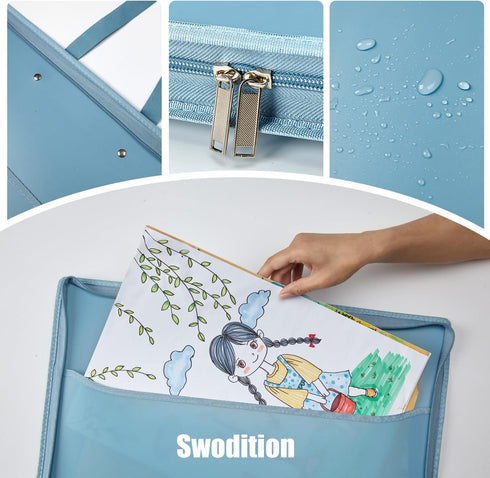 Art Bag Art Portfolio Bags (17.3 * 13.8inches) Storage Books for Art Portfolio Folder, Posters Storage Bag with Zipper and Handle Mesh Folder Orga...