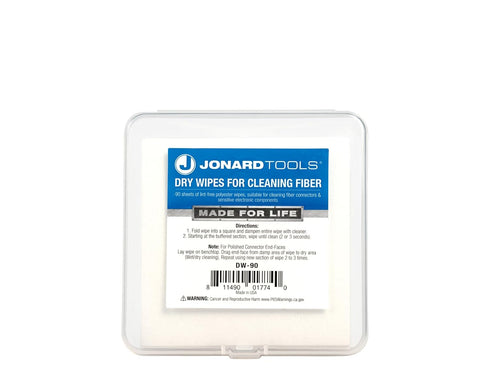 Jonard Tools DW-90 Pack of 90 Dry Wipes for Cleaning Bare Fiber, Connector End-Faces, and Electronic Components - Packaging May Vary...