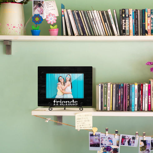 Wooden Photo Frame Friendship Gifts for Friends Bestie Woman BFF, Wooden Photo Frame with Iron Stand for Tabletop or Desktop Display, Home Table D...