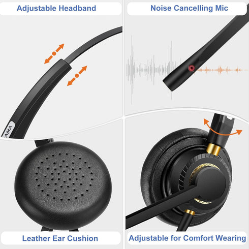 Arama Cell Phone Headset with Mic Noise Canceling, 3.5mm Wired Headset for iPhone Samsung PC iPad, Computer Headset for Skype for Business Office,...