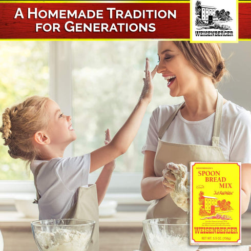 Weisenberger Spoon Bread Mix - Authentic, Old Fashioned, Southern Style Corn Bread Mix - Made From Non GMO Cornmeal - Traditional Cast Iron Spoonb...